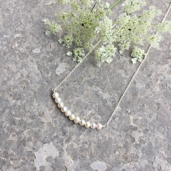 Sterling Silver Pearl Bar Pendant
