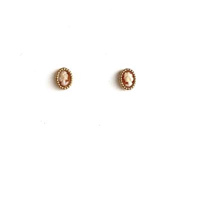 Tiny Sterling Silver or 14k Gold Vintage Cameo Earrings Made to Order - Main Image