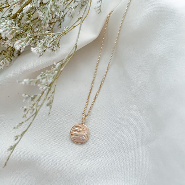 Veiled Moon Pendant in 10K Yellow Gold