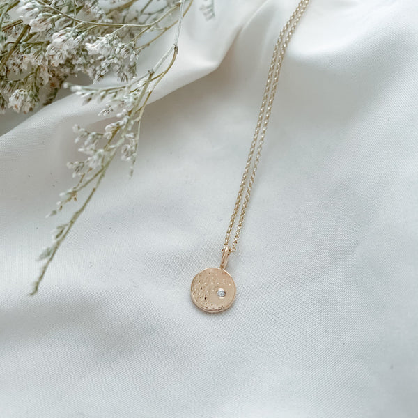 Veiled Moon Pendant in 10K Yellow Gold