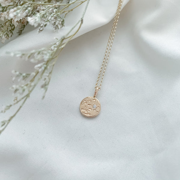 Veiled Moon Pendant in 10K Yellow Gold