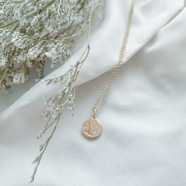 Veiled Moon Pendant in 10K Yellow Gold