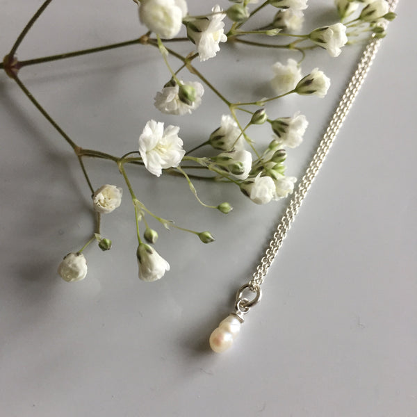 Sterling Silver Rice Pearl Drop Pendant