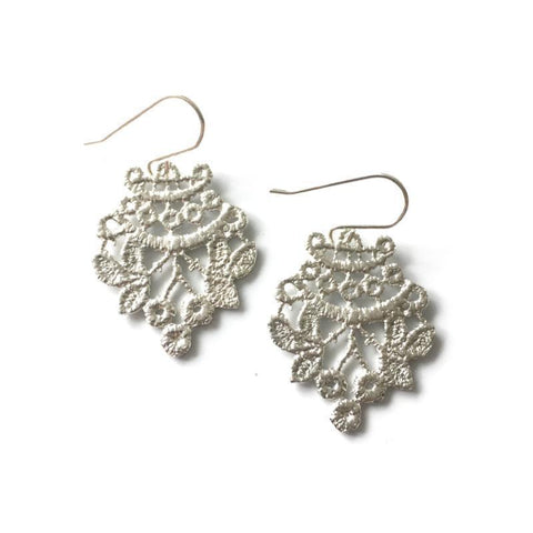 sterling silver cast lace earrings