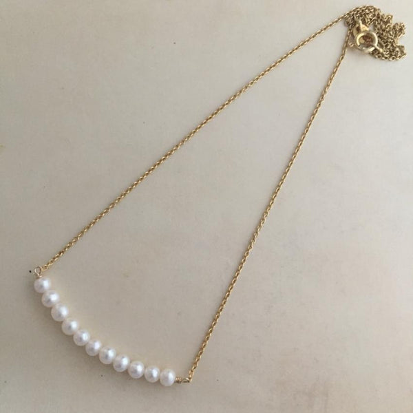 Gold-Filled Pearl Bar Pendant