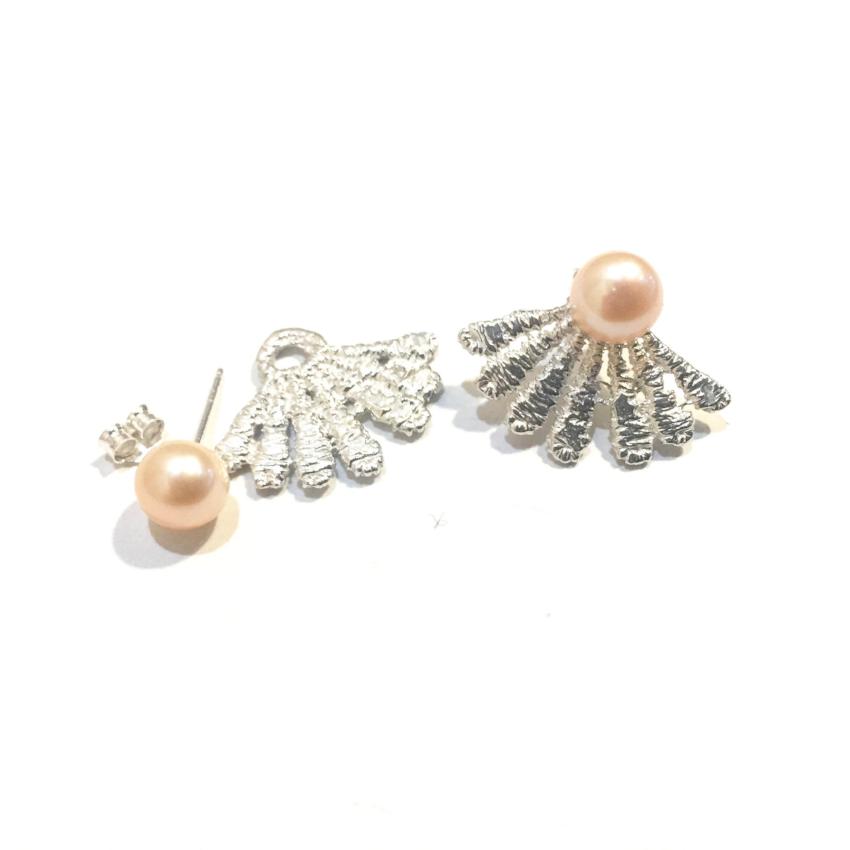 sterling silver cast lace earring jackets with freshwater pearls