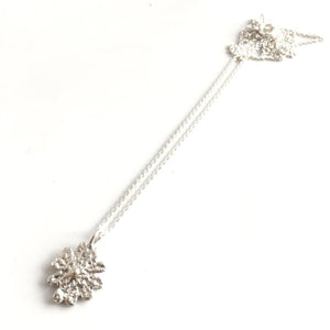 sterling silver and 14k gold cast lace pendant