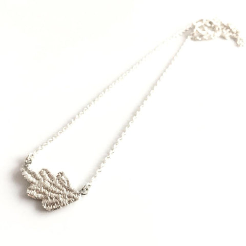 sterling silver cast lace leaf pendant