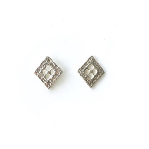 sterling silver cast lace diamond earrings