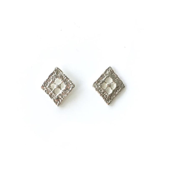 sterling silver cast lace diamond earrings