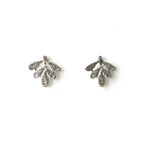 sterling silver cast lace small leaves earrings
