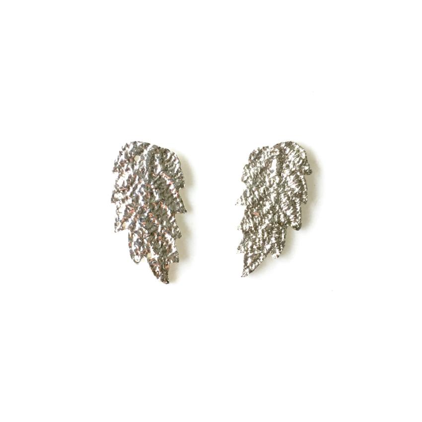 Sterling silver cast lace leaf earrings