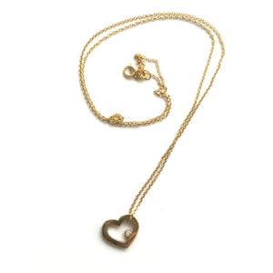 14k Gold Floating Heart Pendant with Diamond