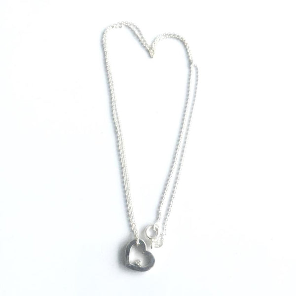 Sterling Silver Floating Heart Pendant with Diamond