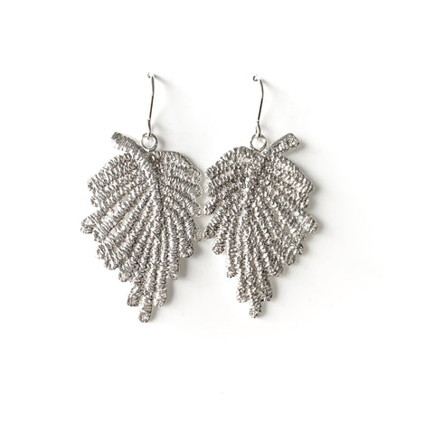 Fern - large lace leaf earrings