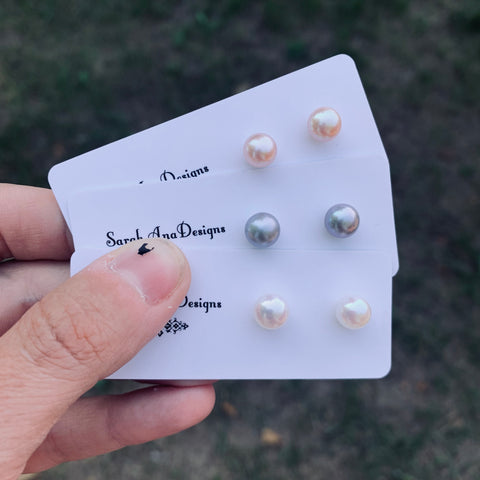Freshwater Pearl Studs with Sterling Silver