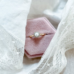 14k Yellow Gold, Pearl and Diamond ‘Magalie’ ring - size 4.5 available